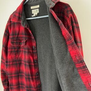 LL Bean Fleece Lined Flannel Shirt Large